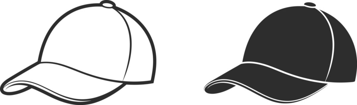 Baseball cap outline and silhouette