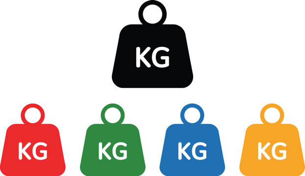 Five kilogram weight in different colors kg weight measurement
