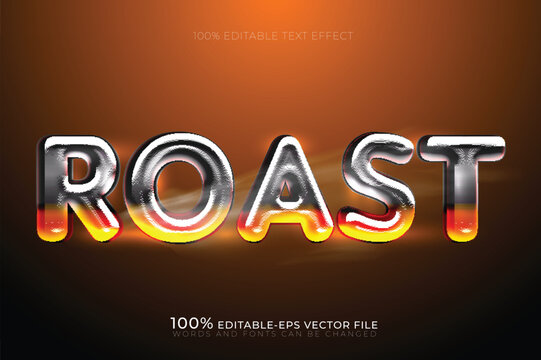 Roast 3D Chrome Fire Metallic Editable Text Effect