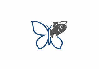 Obraz premium Butterfly fish logo design nature and animal symbol concept in vector