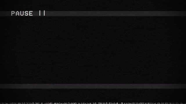 Retro VHS Pause Screen with Static Noise and Glitch Effects Background 4k video