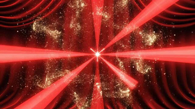 Red curtain with glowing starburst ideal for sleek commercial backgrounds and title sequences