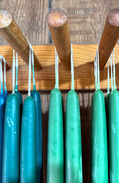 Colorful handmade artisan wax candles