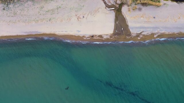 Aerial View of Dikili Coast and River Mouth in Izmir