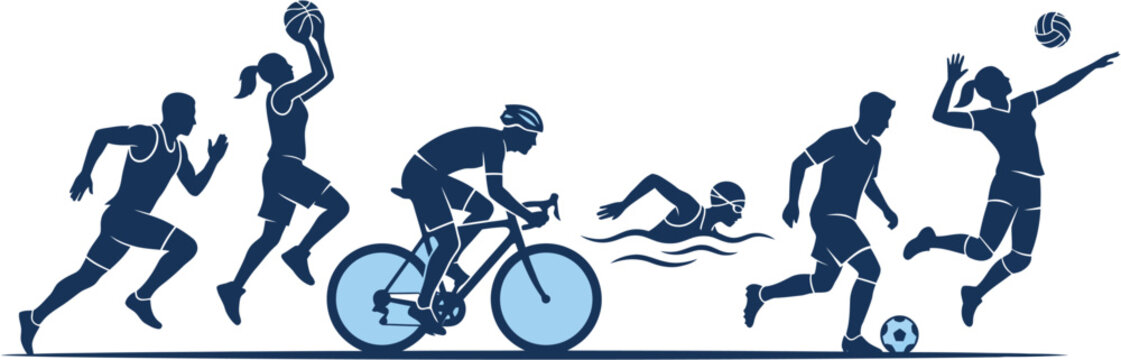 Diverse Sports Activities Represented by Silhouettes of Athletes in Motion