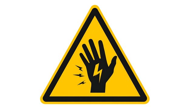 Warning symbol of a hand with a lightning bolt indicating electrical hazard