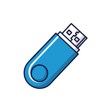 Simple blue USB flash drive illustration on white background.