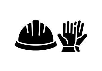 Fototapeta premium Minimal solid glyph icon of industrial safety gear isolated on transparent background for work