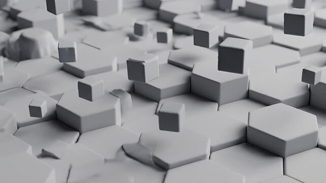 Abstract Hexagonal Grid Pattern with Varying Heights and Depths.