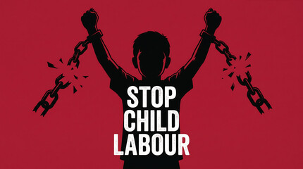 Obraz premium Stop Child Labour, Anti Child Labour, Social Issue, Awareness Campaign, Child Rights, Labor Exploitation