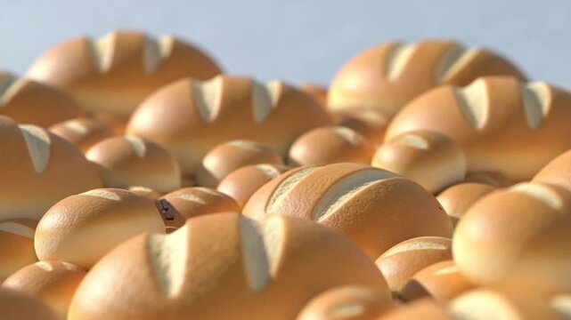 Freshly Baked Golden Dinner Rolls Grouped Together for Bakery Concept Background or Restaurant Menu Design Featuring Warm Crusty Bread Buns