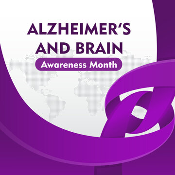 Alzheimer's and Brain Awareness Month in June. Suitable template for background, banner, card, poster