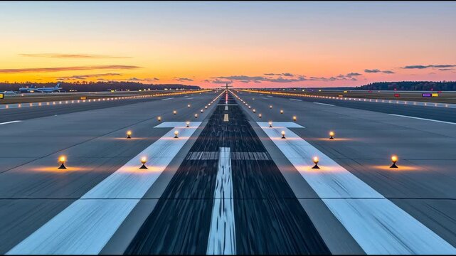 The runway for the take-off and landing of large passenger aircraft at the central city airport.