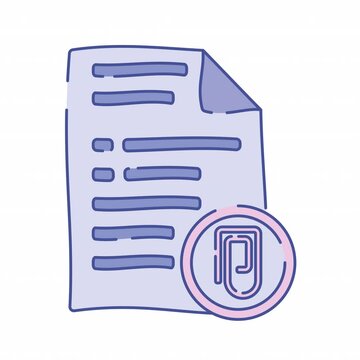 Paper with Attachment Flat design style icon animation with minimal, smooth transitions, and simple. No background. Alpha Channel