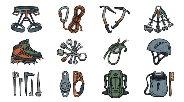 Collection of Climbing and Mountaineering Gear.