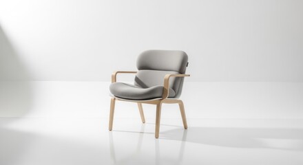 Fototapeta premium Modern upholstered armchair on white background interior design object