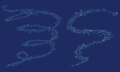 Fototapeta premium 魔法のようなきらめき 流れ星のライン素材セット｜Blue Sparkle Swirl Decoration