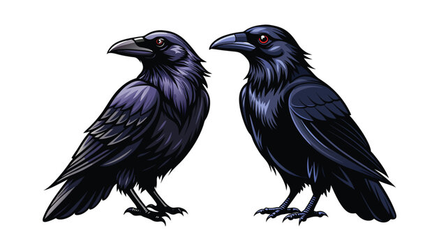 two Crows bird clipart vector illustration