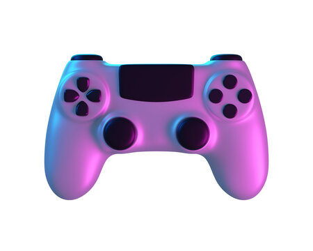 3d Modern Gaming Controller, isolated on background. Gamepad with buttons and joysticks with vibrant neon lighting for video games, e-sports, cosole entertainment. 3D render
