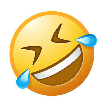 Rolling on the floor laughing emoji illustration, transparent background.