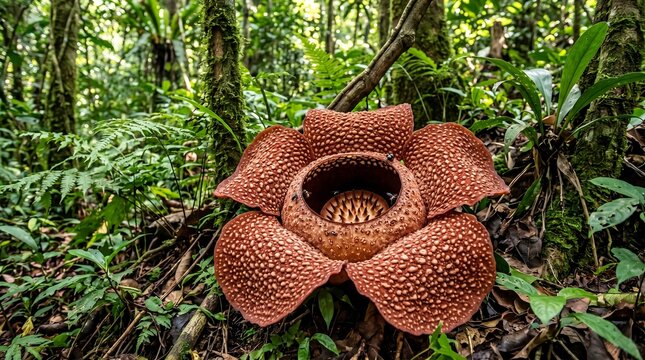 Rafflesia arnoldii flower, the largest individual flower in tropical rain forest sumatera