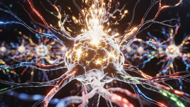Neural network activity in space symbolizing conceptual art and dynamic energy