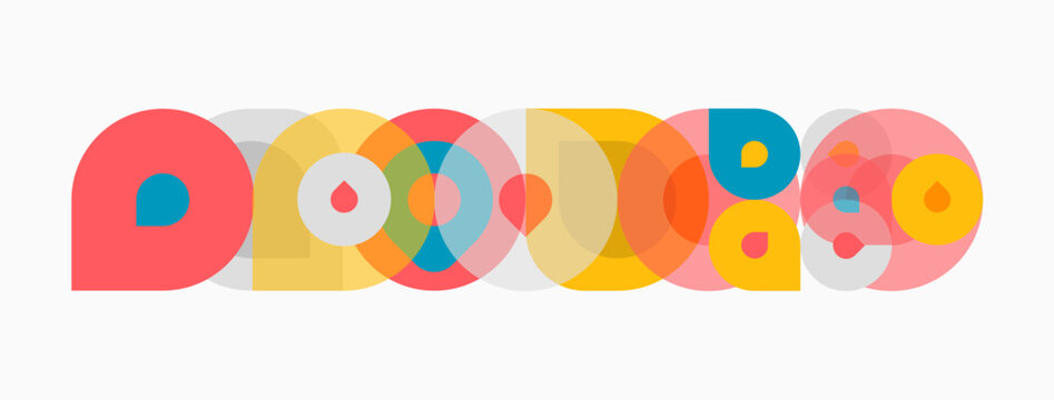 Colorful overlapping circles create abstract design. Shapes vary sizes, hues, forming playful composition. Minimalist aesthetic, bright palette.