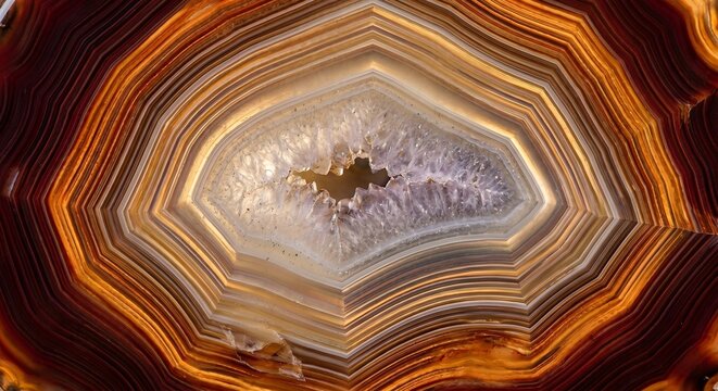 Agate Geode Stone Cross Section Banded Mineral Crystal Macro Abstract Background