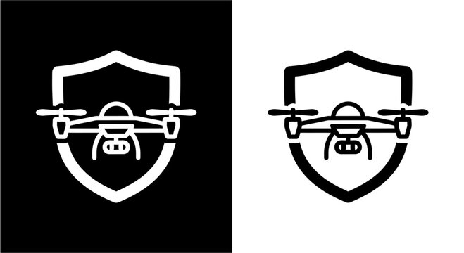 Drone protection and security icons set.