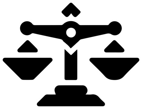 Solid black filled icon of balance scale with expectation vs reality concept for business and social issues