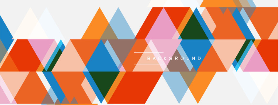 Abstract geometric pattern. Overlapping triangles create vibrant, colorful design. Modern aesthetic, suitable for backgrounds.