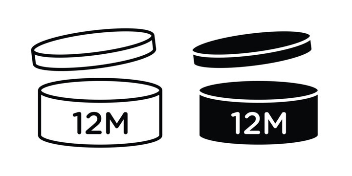 12 months shelf life icon - web black vector design.