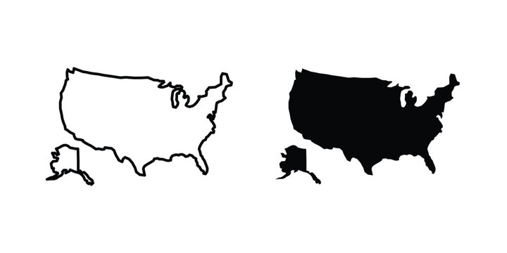 America map icon - web black vector design.