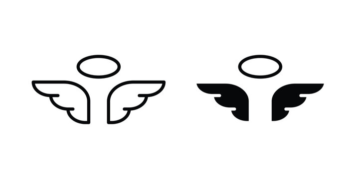 Angel icon - web black vector design.