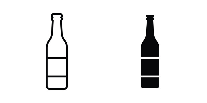 Beer Bottle Icon - web black vector design.