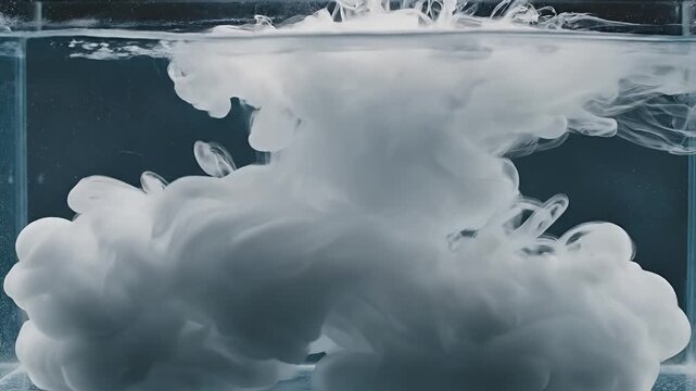 Abstract White Cloud Formation Dissolving in Clear Water.