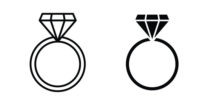 Diamond ring icon - web black vector design.
