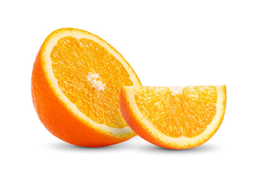 Ripe half of orange citrus fruit isolated on transparent png