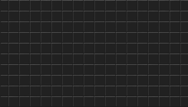 Black grid tile mosaic, modern textured ceramic surface for wall and floor decoration