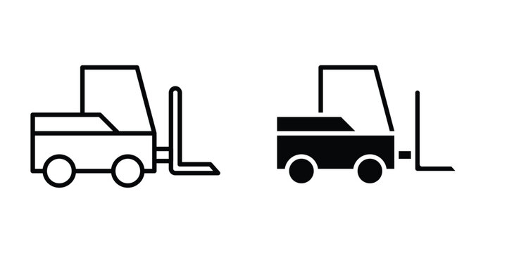 Forklift icon - web black vector design.