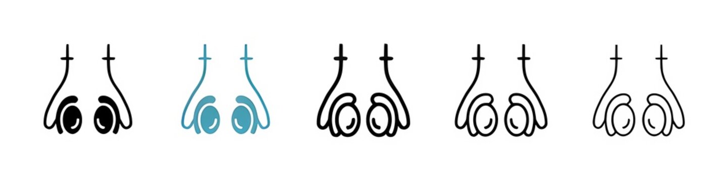 Vasectomy vector icon set for UI designs. Thin line customizable illustration. Contour symbol. Vector isolated outline drawing. Editable stroke