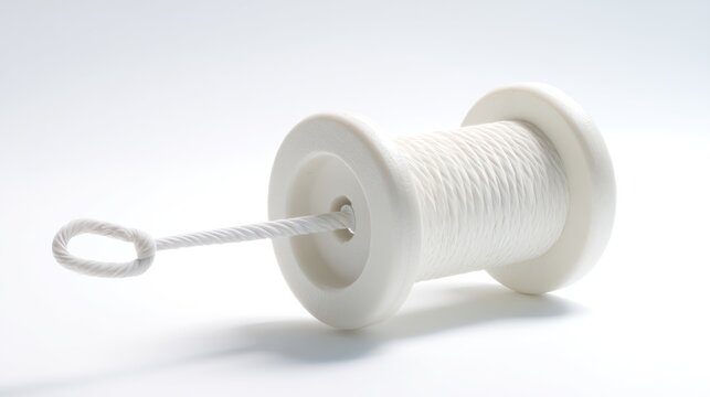 White spool of thread isolated on a clean white background copy space