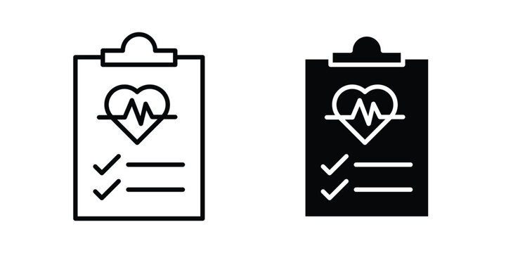 Health report icon - web black vector design.