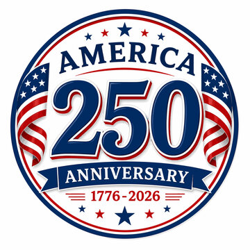 America 250 anniversary with flags in circle celebration