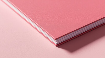 Fototapeta premium Pink journal mockup with textured cover and visible pages, soft shadow and minimal styling