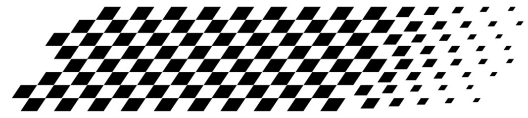 Obraz premium Checkered Racing Flag Pattern. Fading Black White Texture Design. Finish Line Motorsport Element. Retro Race Background Style. Vector Illustration Design