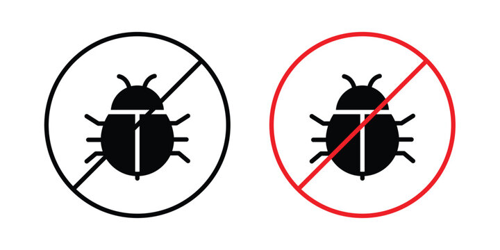 No Bug icon - web black vector design.