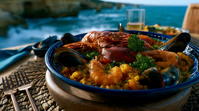 Traditional Cajun Jambalaya with Shrimp Sausage Rice and Vegetables by Rainy Window
