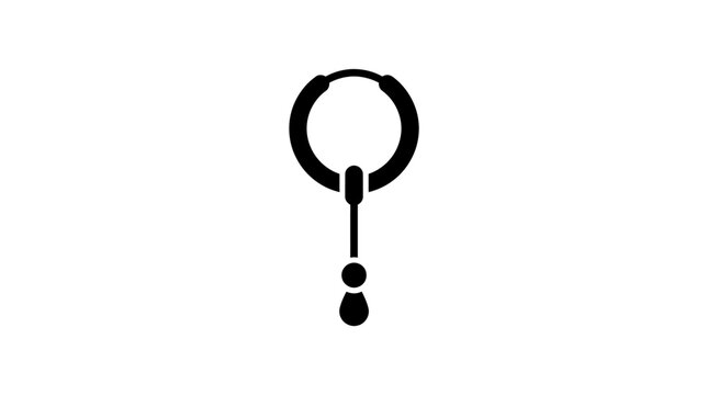 Minimalist black earring illustration on white background
