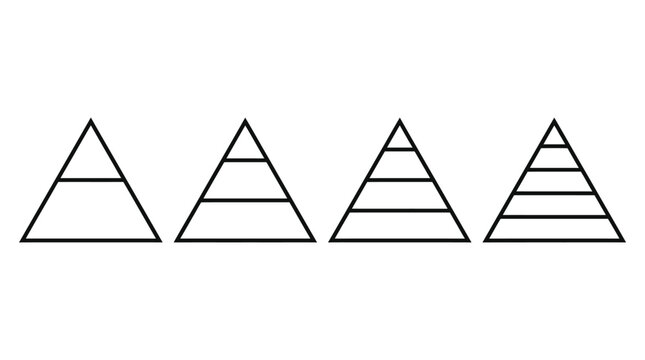 Four simple triangles divided into sections displayed in a clean line for this professional graphic photo